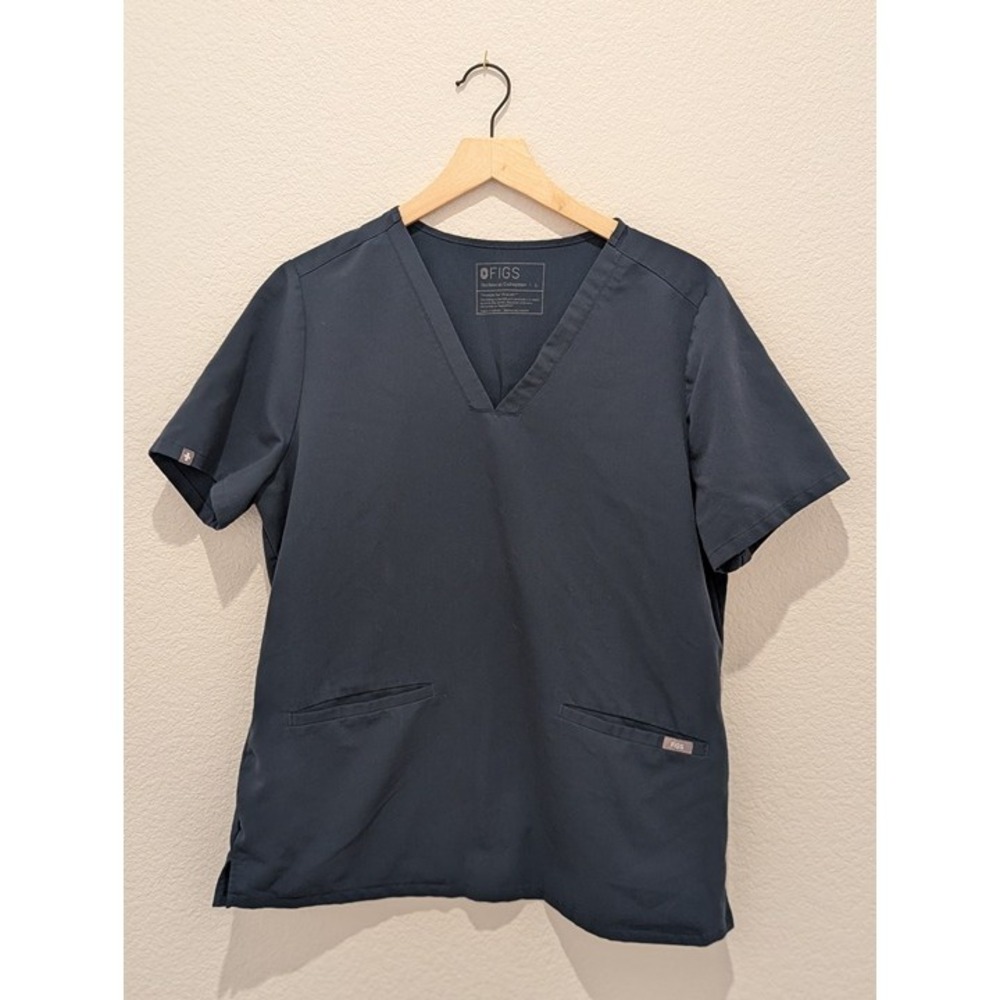 Figs Casma Three-Pocket Scrub Top Dark Harbor Large